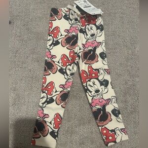 Zara Minnie Mouse Leggings NWT size 12-18M cream red black